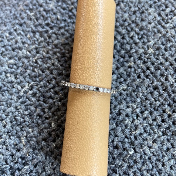 Pave Diamond Eternity Band Ring sz 5.25 (1 stone missing) - Picture 5 of 6